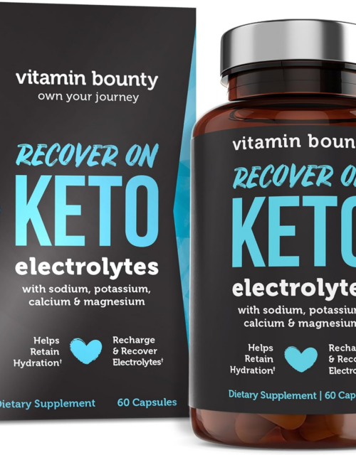Recover On Keto Electrolytes - Keto Supplements, Keto Electrolytes Pills, Electrolyte Supplement, Keto Vitamins, Sugar Free Hydration, Boost Energy, Workout Recovery - 60 Capsules